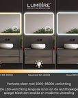 Rechthoekige badkamerspiegel met LED-verlichting voor perfect zicht