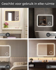 Luxe verlichte spiegel met vergrootglas voor precisiewerk in de badkamer