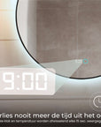Spiegel met LED-verlichting en digitale klok