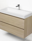 Badezimmermöbel-Set Base Light Oak mit Deluxe-Waschbecken 100 cm mit Hahnloch