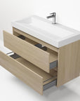 Badezimmermöbel-Set Base Light Oak mit Deluxe-Waschbecken 100 cm mit Hahnloch