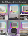 Design badkamerspiegel met RGB verlichting en energiezuinige verwarming