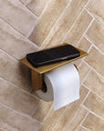 toiletrolhouder met planchet goud rvs