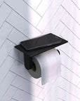 toiletrolhouder met planchet mat zwart rvs