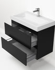 Badmeubelset Base Mat Zwart met Deluxe wastafel 80 cm met kraangat
