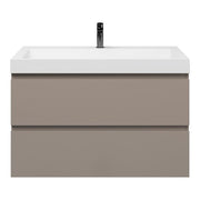 Badezimmermöbel-Set Base Taupe mit Deluxe-Waschbecken 100 cm mit Hahnloch 