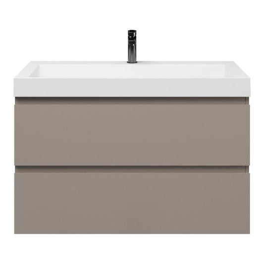 Badezimmermöbel-Set Base Taupe mit Deluxe-Waschbecken 100 cm mit Hahnloch 