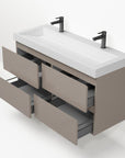 Badezimmermöbel-Set Base Taupe mit Deluxe-Waschbecken 120 cm mit 2 Hahnlöchern 