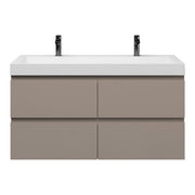 Badezimmermöbel-Set Base Taupe mit Deluxe-Waschbecken 120 cm mit 2 Hahnlöchern 