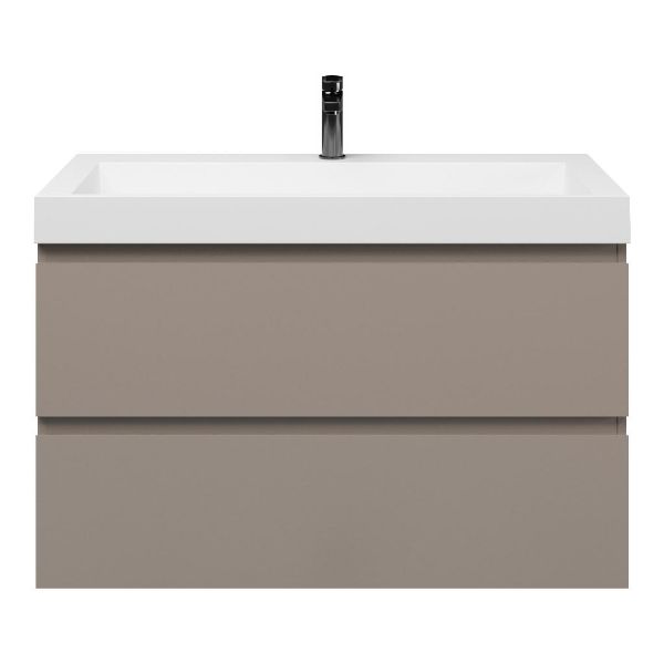 Badezimmermöbel-Set Base Taupe mit Deluxe-Waschbecken 100 cm mit Hahnloch 
