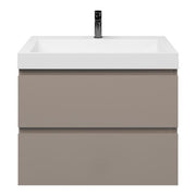 Badezimmermöbel-Set Base Taupe mit Deluxe-Waschbecken 80 cm mit Hahnloch 