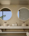 ronde badkamerspiegel 100 cm set