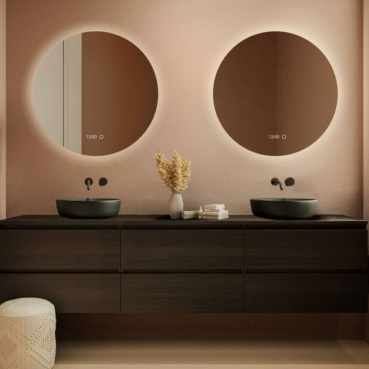 ronde badkamerspiegel 80 cm set