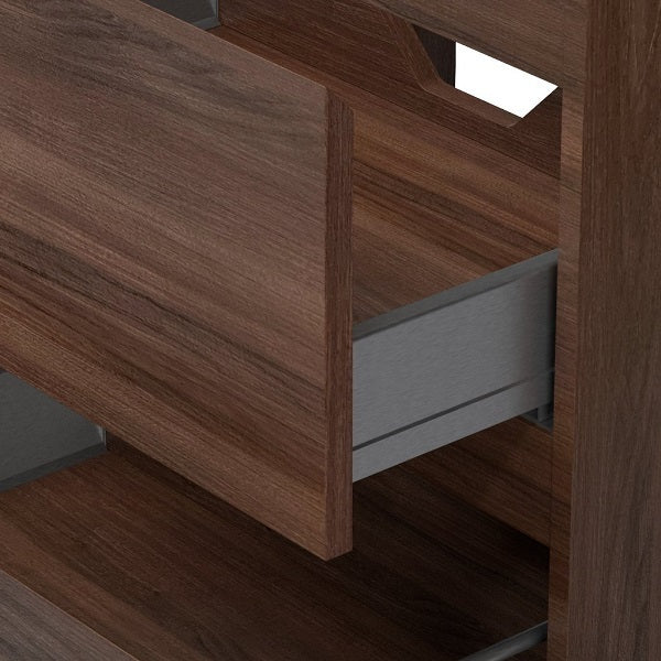 Badmeubelset Base Walnoot met Deluxe wastafel 120 cm met 2 kraangaten