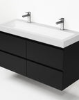 Bathroom furniture set Base Matt Black with Deluxe washbasin 120 cm with 2 tap holes 