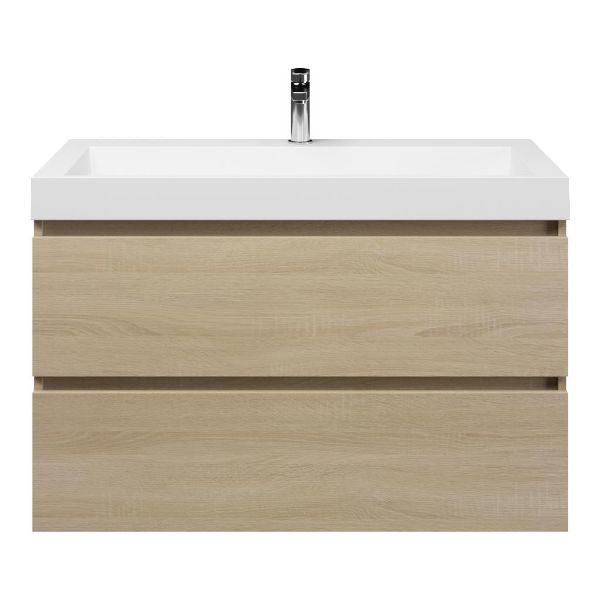 Bathroom furniture set Base Light Oak with Deluxe washbasin 100 cm with tap hole 