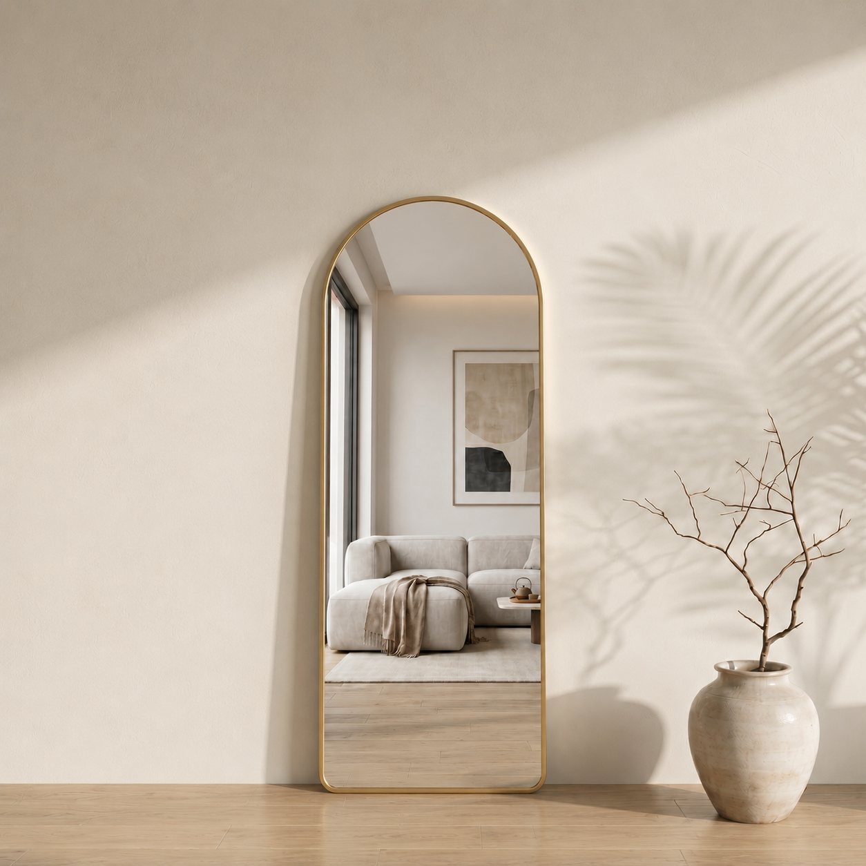 Milano Passpiegel Goud 160x60 CM - Boogvormig