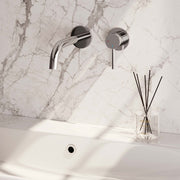 Einbau-Waschtischarmatur mit gebogenem Auslauf – Chrom