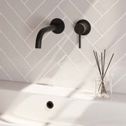 Einbau-Waschtischarmatur mit gebogenem Auslauf – Mattschwarz