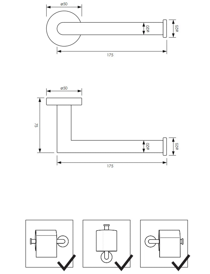 Toiletrolhouder - Mat Zwart